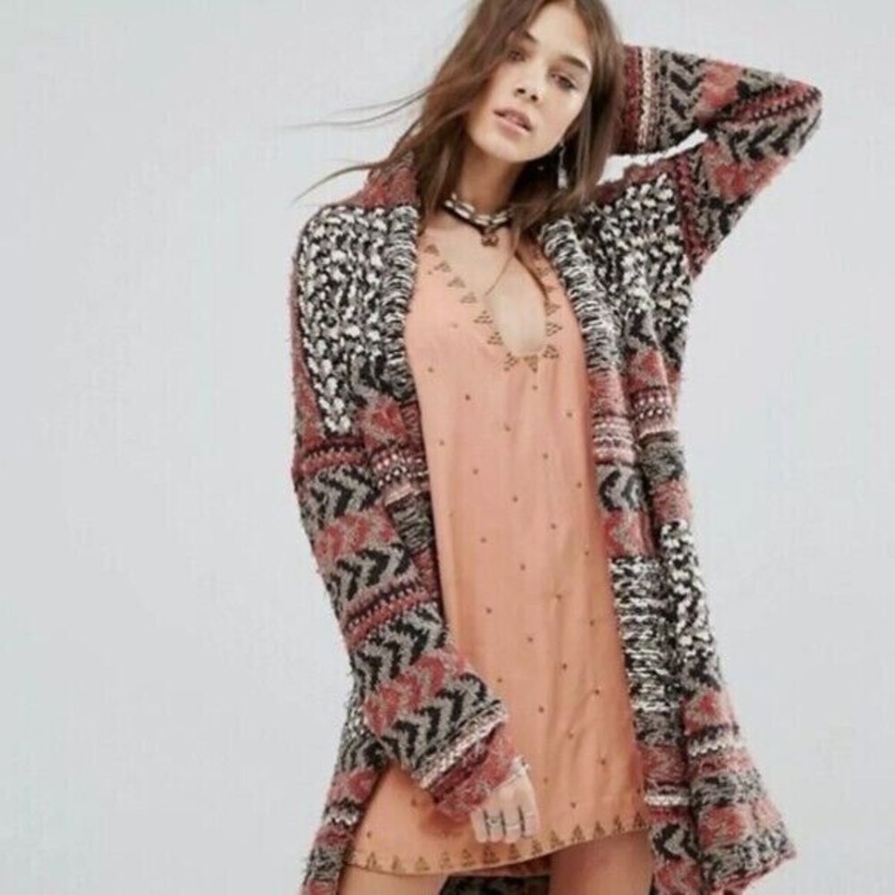 Free People Lona Long Sleeve Cardigan Duster Southwest Oversized